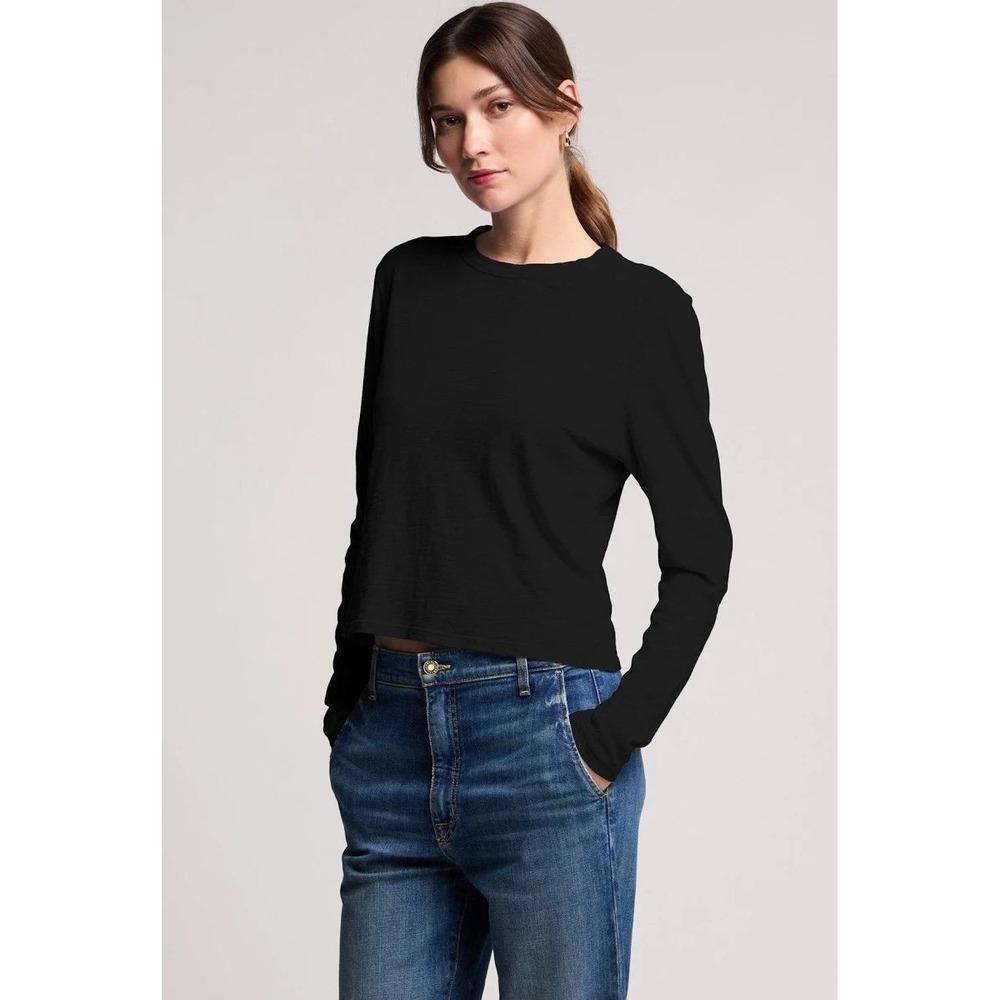 Velvet‎ by Graham & Spencer Originals Black Slub Knit Long Sleeve Tee Large